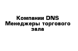 Компании DNS Менеджеры торгового зала